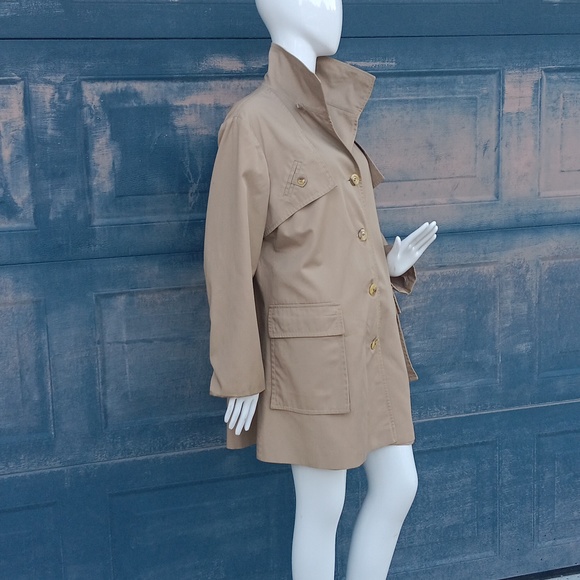LADIES CANADIAN MADE COTTON POLY BLEND VINTAGE TRENCH COAT /JACKET(VINTAGE) - Picture 3 of 17